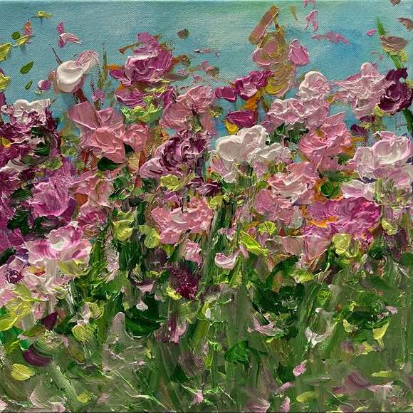 Other - ORIGINAL ACRYLIC FLORAL PAINTING “PINK FIELD”